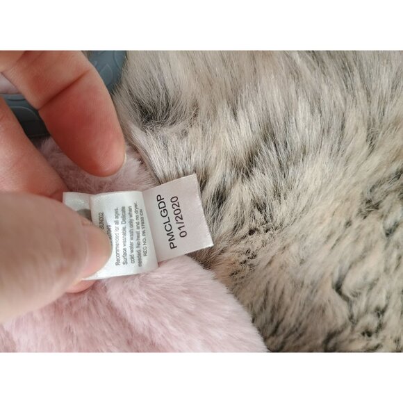 Little Giraffe Faux Fur Pink Giraffe Lovey Rattle Teether Security Blanket - Picture 7 of 7